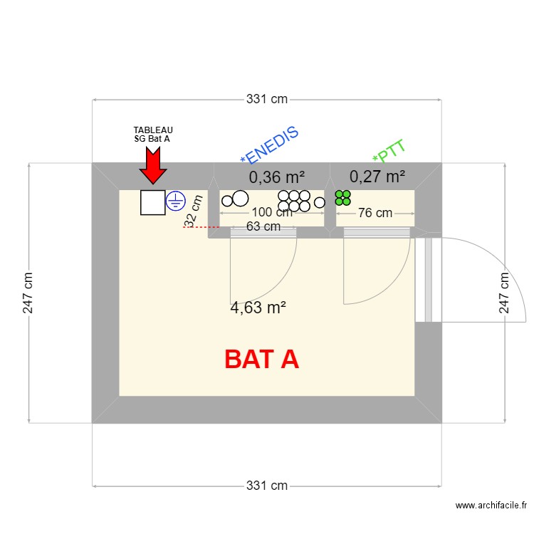 BAT A Houdelaincourt. Plan de 3 pièces et 5 m2