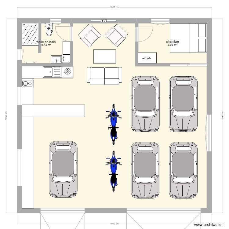 Garage. Plan de 3 pièces et 98 m2