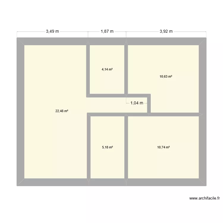 Plan maison T2 version 2. Plan de 5 et 53 m² Plan maison T2 version 2. Plan de 5 et 53 m²