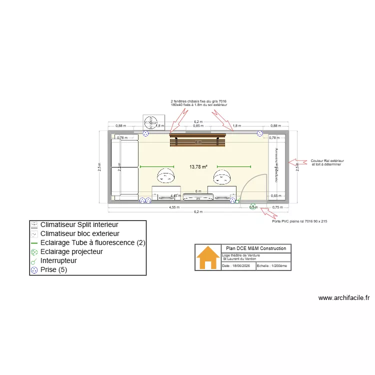 théâtre de verdure st laurent module loge. Plan de 1 et 14 m² théâtre de verdure st laurent module loge. Plan de 1 et 14 m²