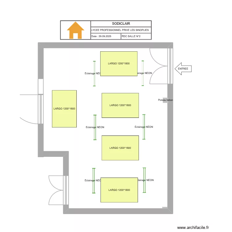 LYCEE PROFESSIONNEL PRIVE LE SINOPLIES SALLE N&deg;2. Plan de 