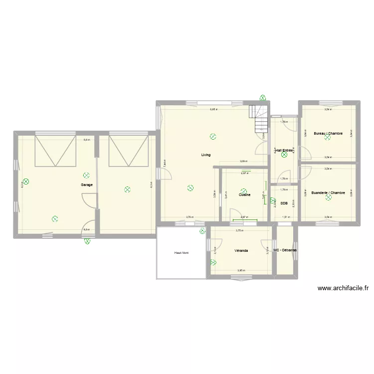 Rez-2026-Eclairage. Plan de 9 et 159 m² Rez-2026-Eclairage. Plan de 9 et 159 m²