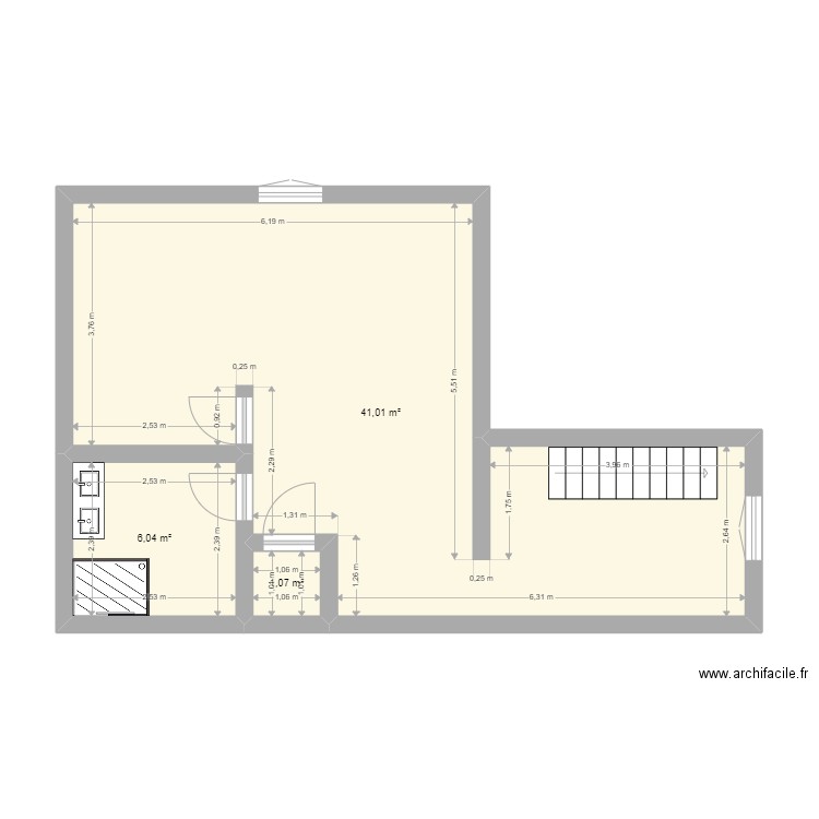 calmont etage. Plan de 3 pièces et 48 m2