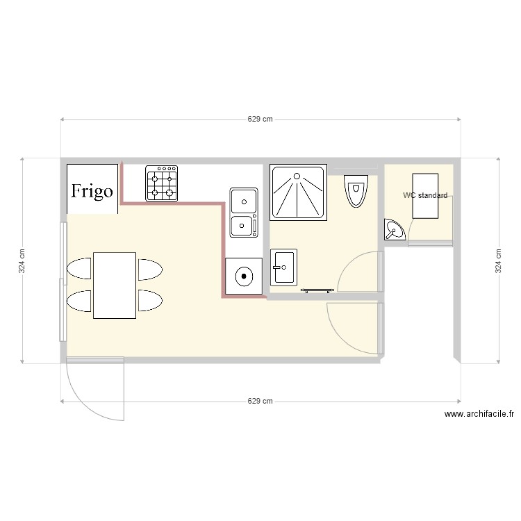 farouk karit cuisine 1. Plan de 6 pièces et 17 m2