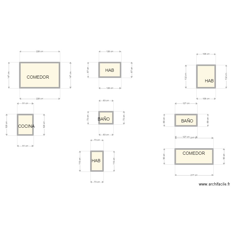 VENTANAS. Plan de 8 pièces et 9 m2