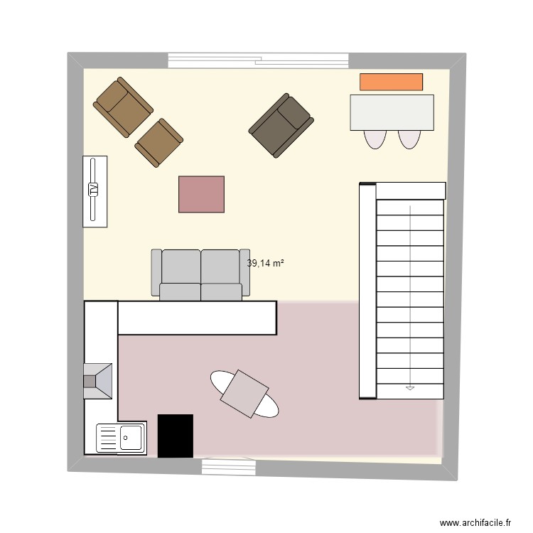 Bzzz Etage 2 6ème essai. Plan de 1 pièce et 39 m2