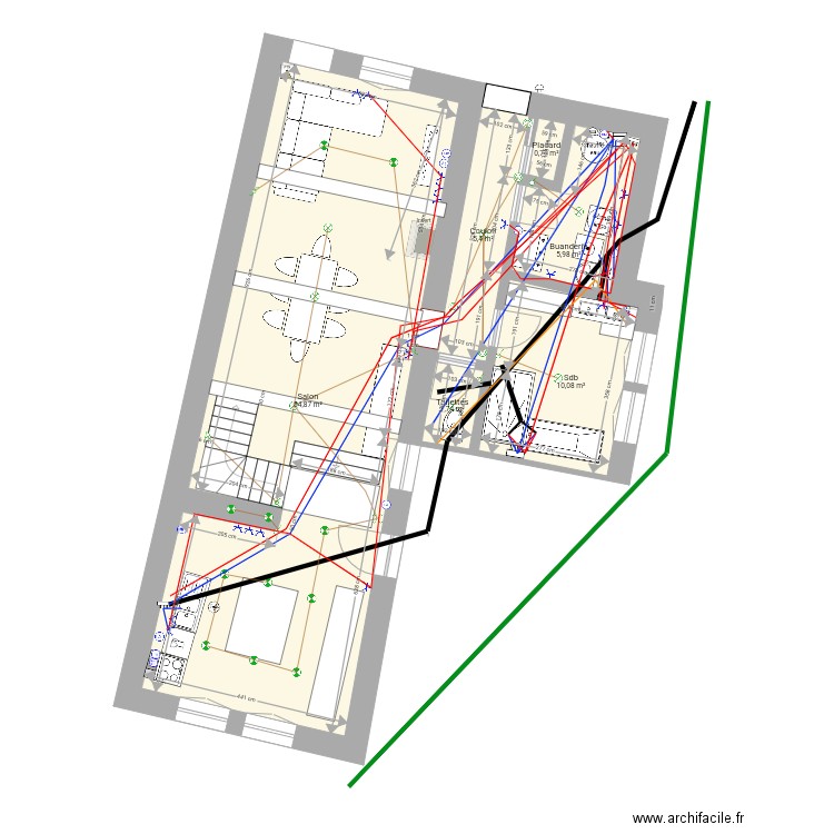 Tbb1i réseau. Plan de 21 pièces et 405 m2