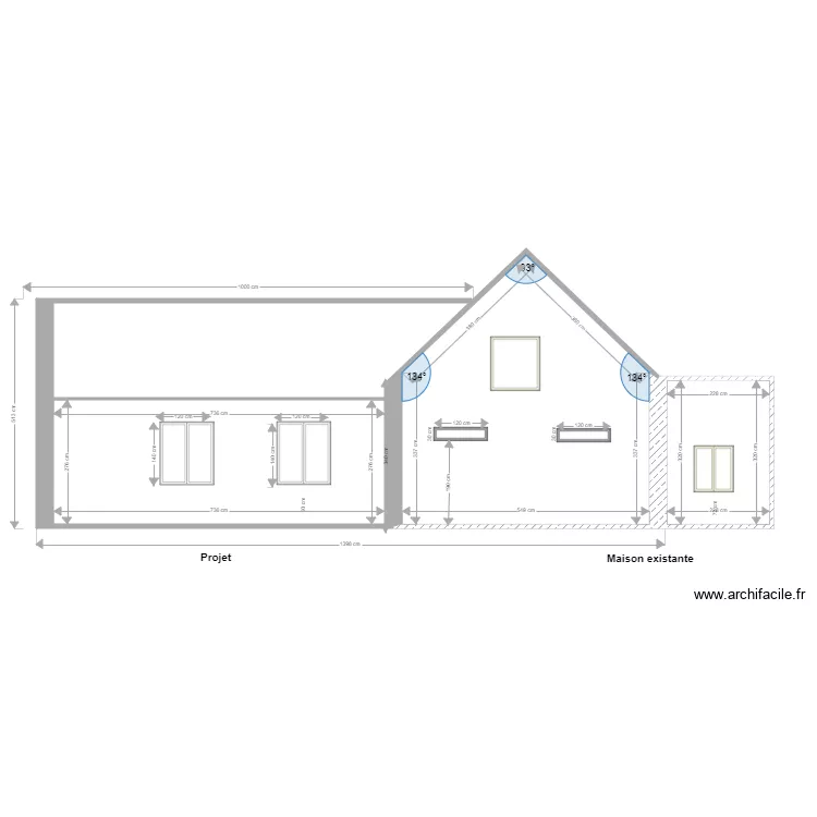 Fa&ccedil;ade nord ouest. Plan de 