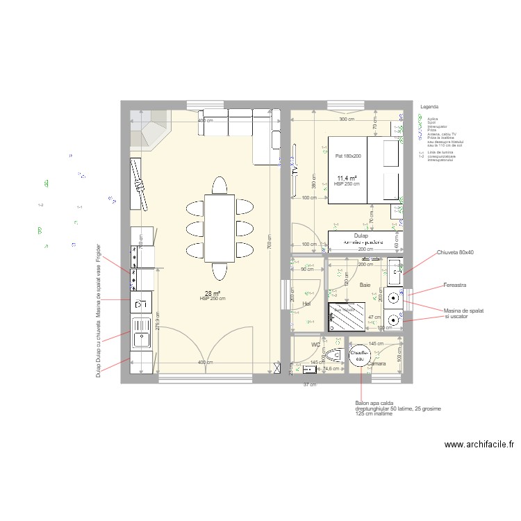 MAISON FARCASA elec camera. Plan de 6 pièces et 48 m2