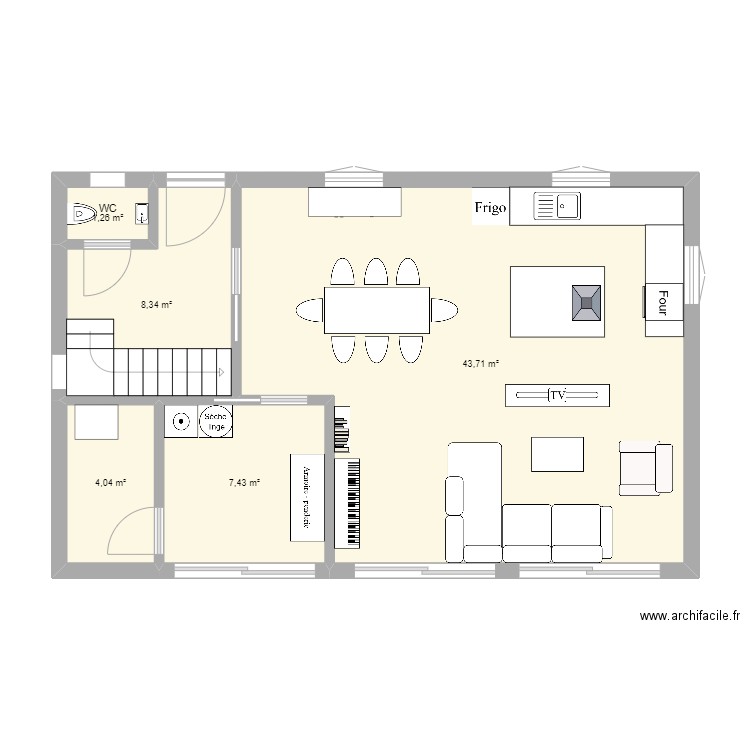 Rez. Plan de 5 pièces et 65 m2