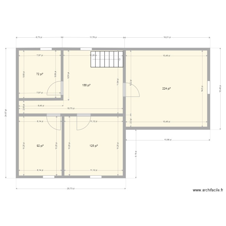 maison Mehdi haut. Plan de 5 pièces et 62 m2