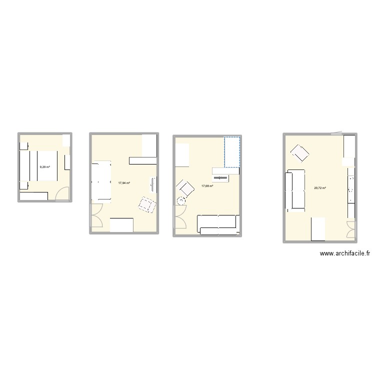 Version 2. Plan de 4 pièces et 66 m2