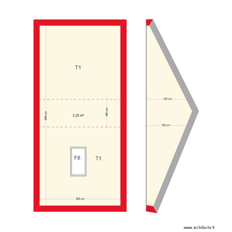 GIANINA R+2. Plan de 2 pièces et 39 m2