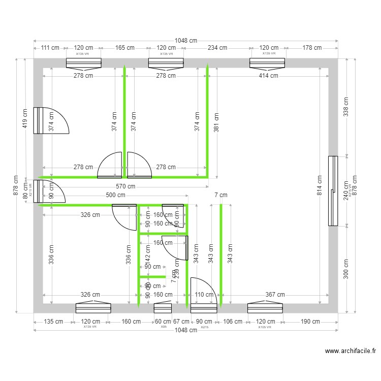 prette CLOISONS. Plan de 6 pièces et 78 m2