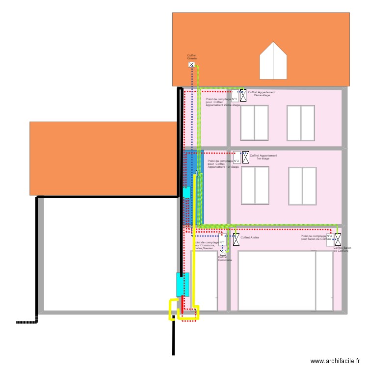 COURBET Façade NORD ENEDIS 2. Plan de 5 pièces et 212 m2