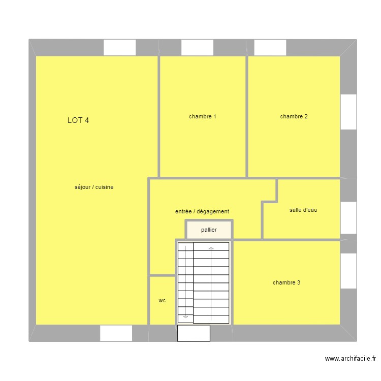 domic 2eme étage. Plan de 9 pièces et 77 m2