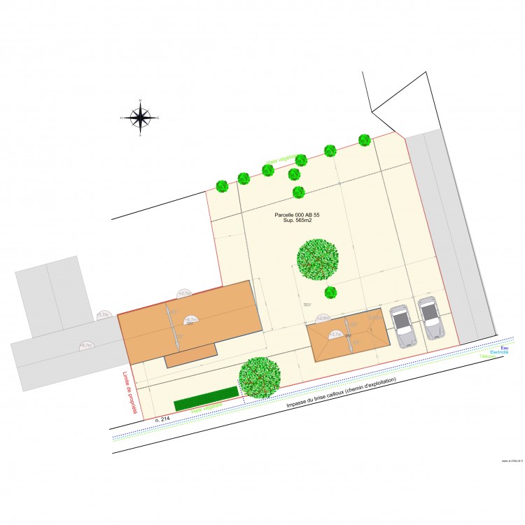 Plan Masse Projet avec extension sud. Plan de 0 pièce et 0 m2