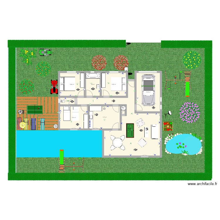 Plan travail construction. Plan de 9 pièces et 110 m2