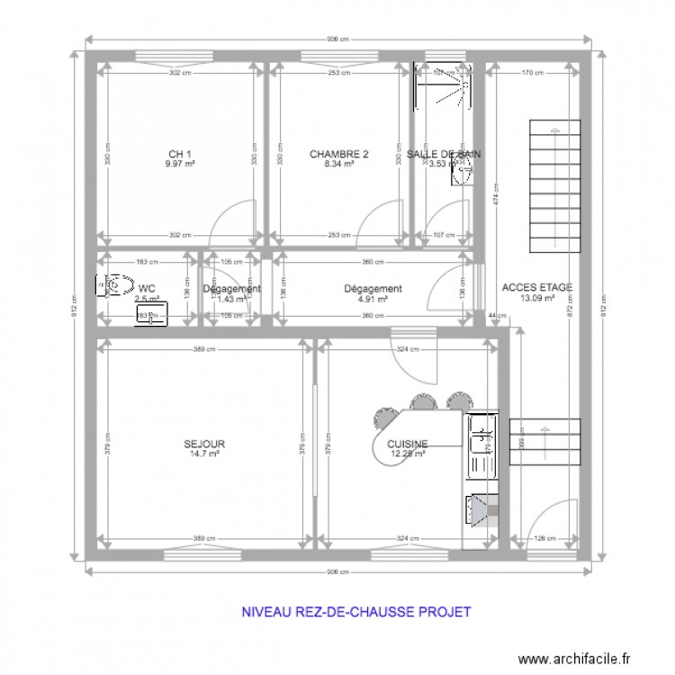 HASS REZ DE CHAUSSE PROJET. Plan de 0 pièce et 0 m2