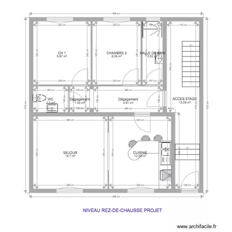 HASS REZ DE CHAUSSE PROJET. Plan de 