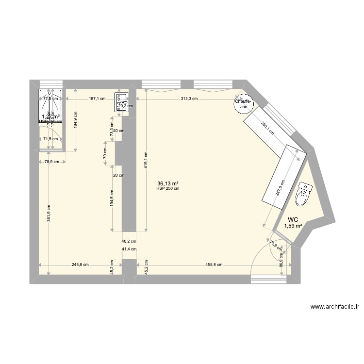 56 Gambetta V2. Plan de 6 pièces et 40 m2