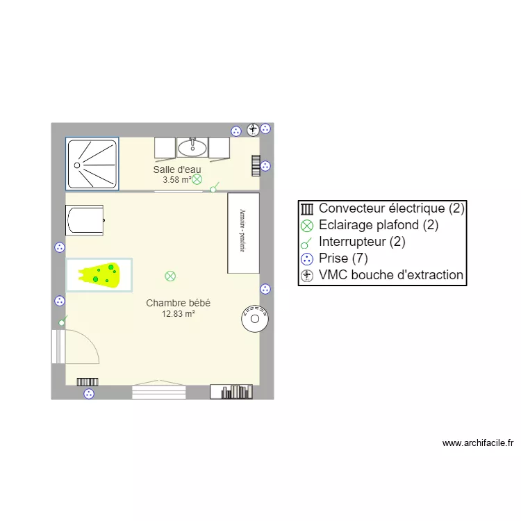 chambre b&eacute;b&eacute;. Plan de 