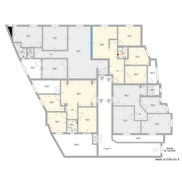 Projet El Ghazela. Plan de 29 pièces et 370 m2