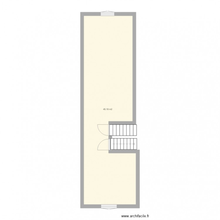 1er. Plan de 1 pièce et 45 m2