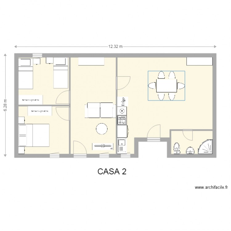 casa 2. Plan de 0 pièce et 0 m2
