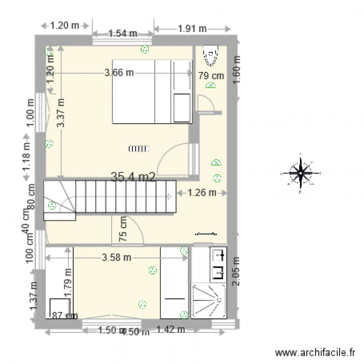 VA COTE premier escalier actuel . Plan de 0 pièce et 0 m2