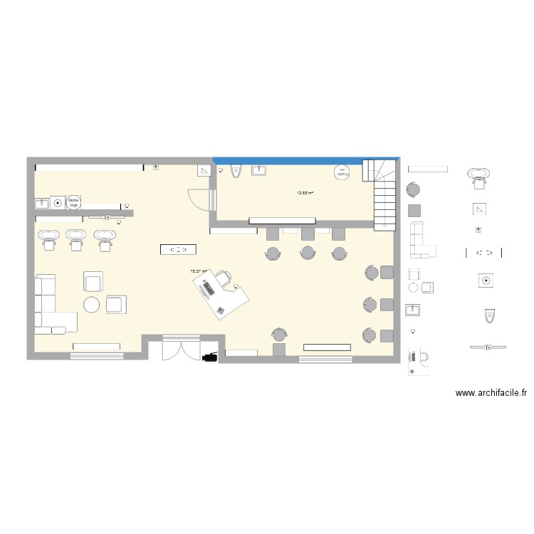 salon de coiffure . Plan de 0 pièce et 0 m2