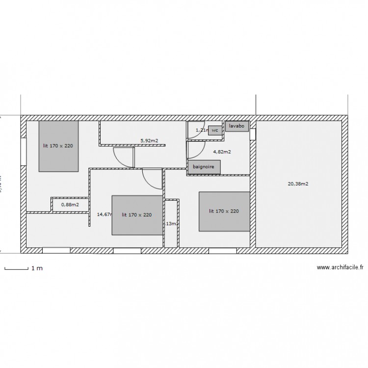 maison  plein pied terrain L 10m plan étage. Plan de 0 pièce et 0 m2