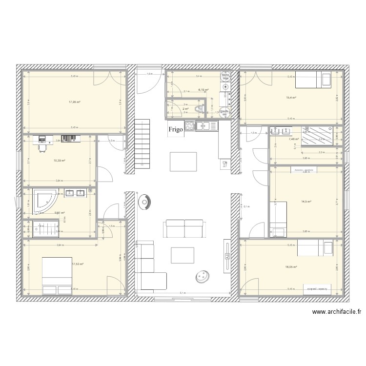 Grange St H. Plan de 10 pièces et 117 m2