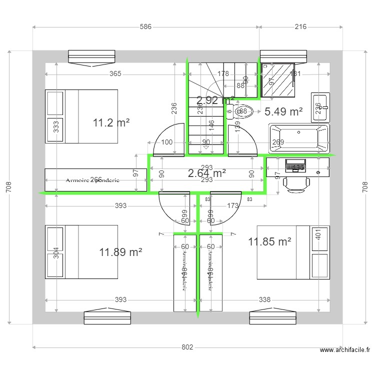 MANIEZ / HIELSCHER ETAGE 4. Plan de 6 pièces et 46 m2