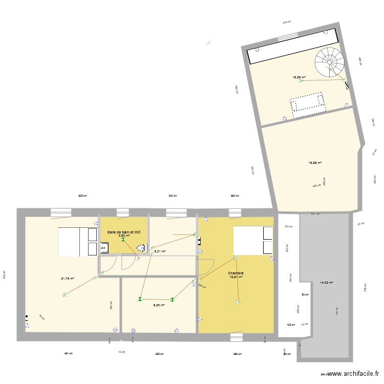 Maison Trezien etage electricité. Plan de 8 pièces et 113 m2