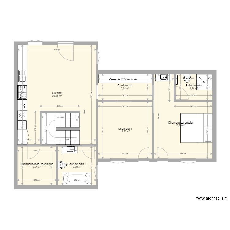 AppartementRez. Plan de 7 pièces et 79 m2