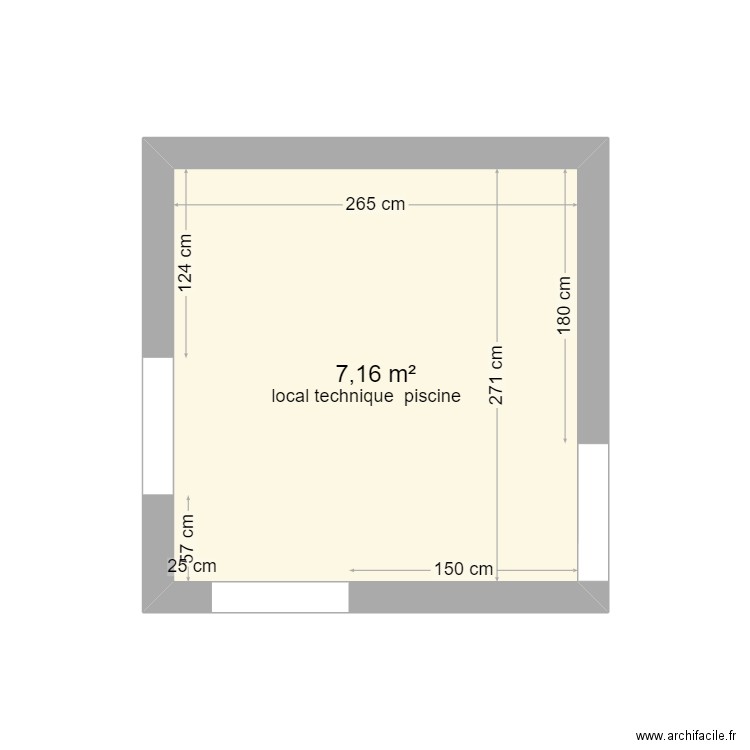 local technique piscine marie. Plan de 1 pièce et 7 m2