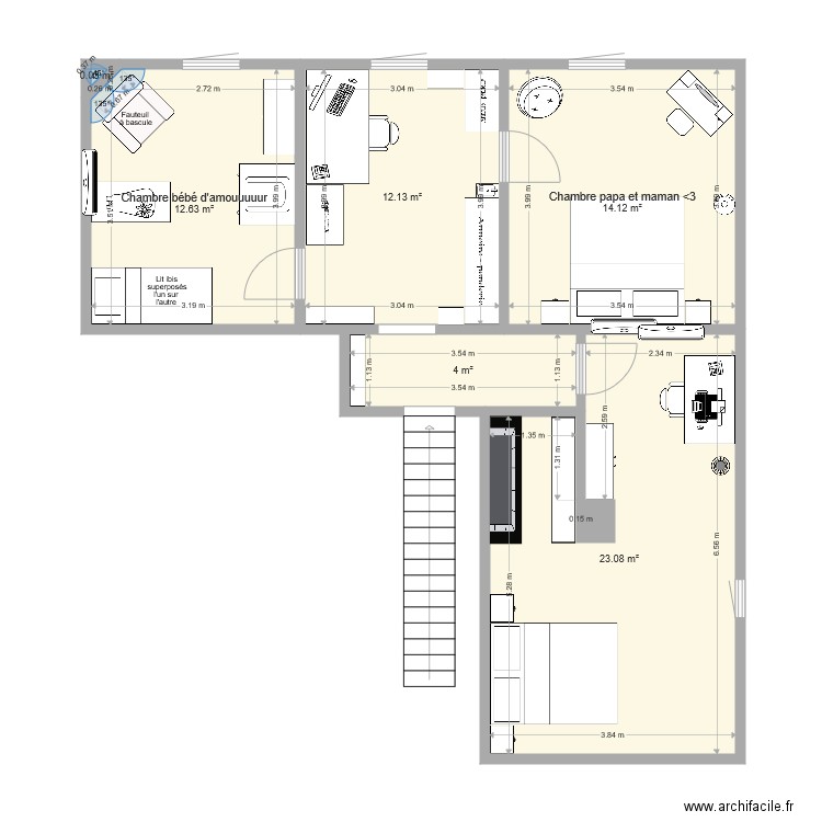emménagement étage Montastruc version3 velux central4. Plan de 0 pièce et 0 m2