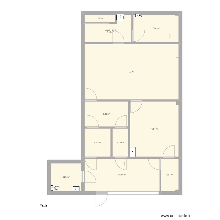 centre cryotherapie vide. Plan de 11 pièces et 102 m2