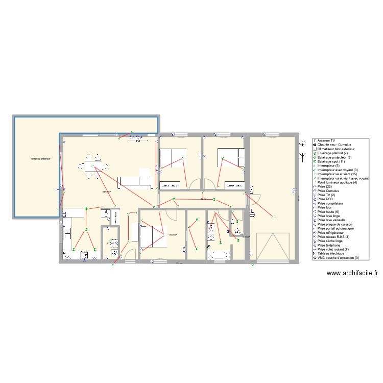 Villa Hernandez plan électrique. Plan de 11 pièces et 181 m2