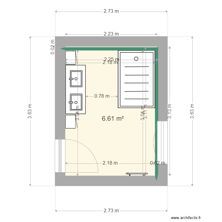 CHAMBRAS. Plan de 2 pièces et 7 m2