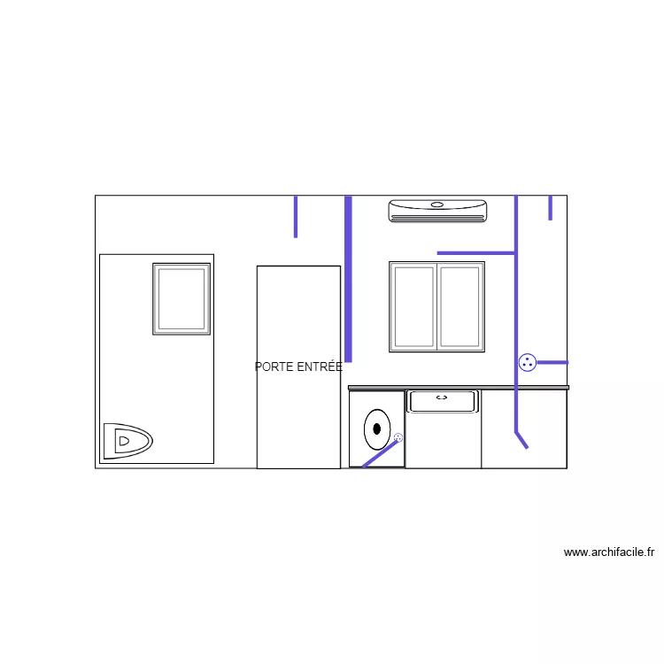 ELECTRICIT&Eacute; MUR COTE JARDIN. Plan de 