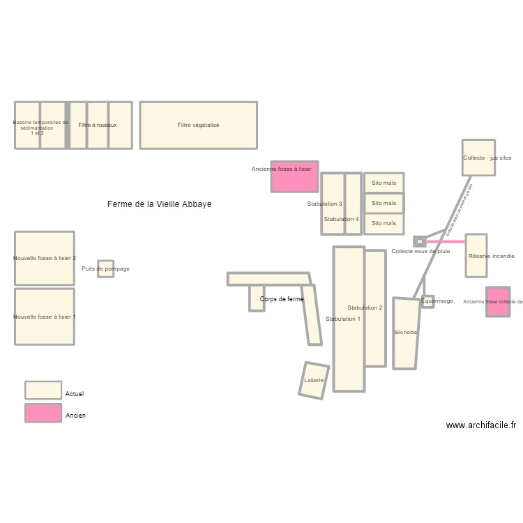 Ferme FVA. Plan de 29 pièces et 212 m2