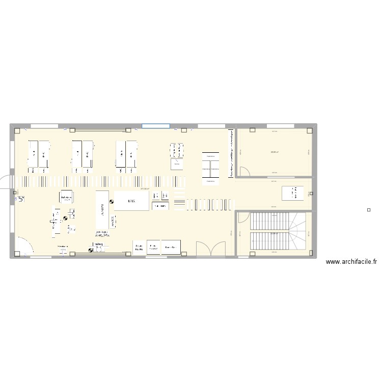 Implantation1. Plan de 3 pièces et 259 m2