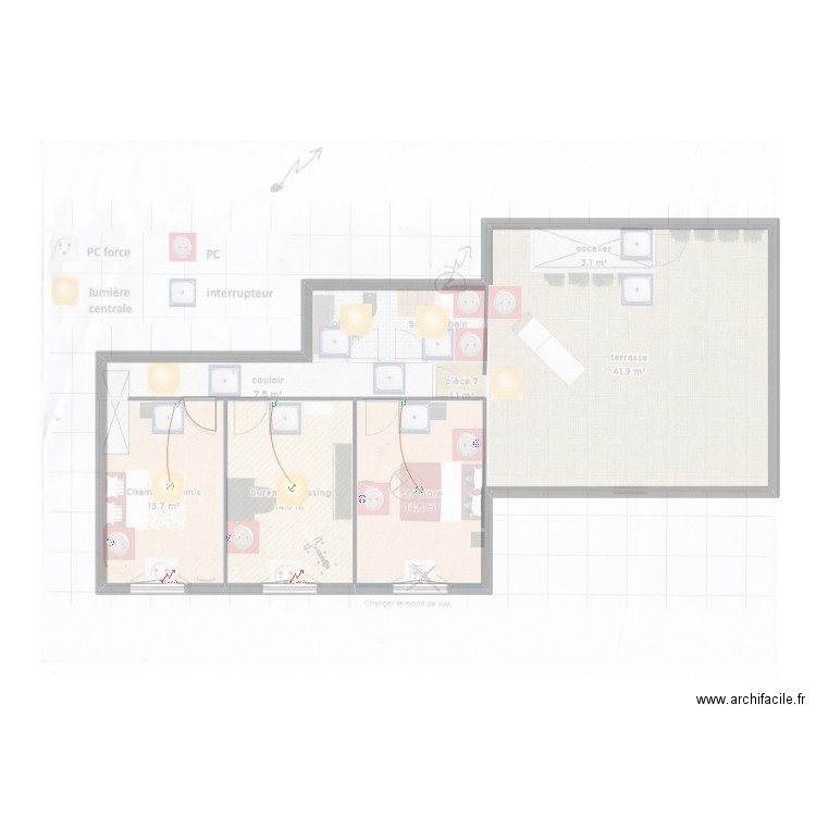 pecher. Plan de 1 pièce et 15 m2