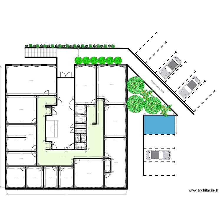 Griffon exterieur. Plan de 24 pièces et 387 m2