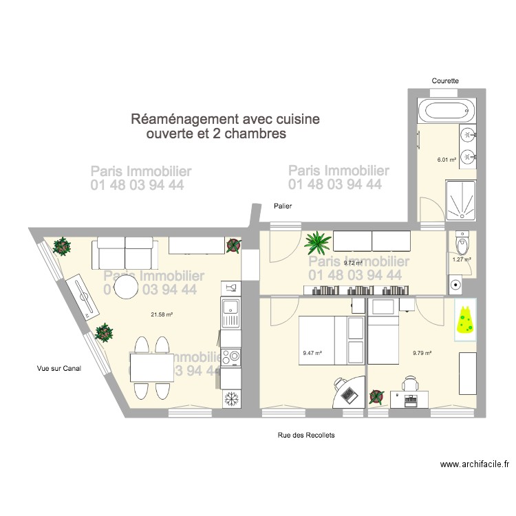 95 QUAI DE VALMY 3P. Plan de 0 pièce et 0 m2