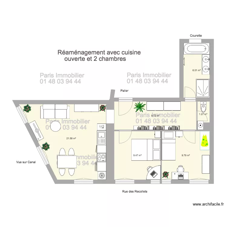 95 QUAI DE VALMY 3P. Plan de 