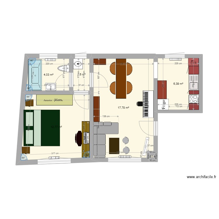 APT vittel. Plan de 6 pièces et 43 m2