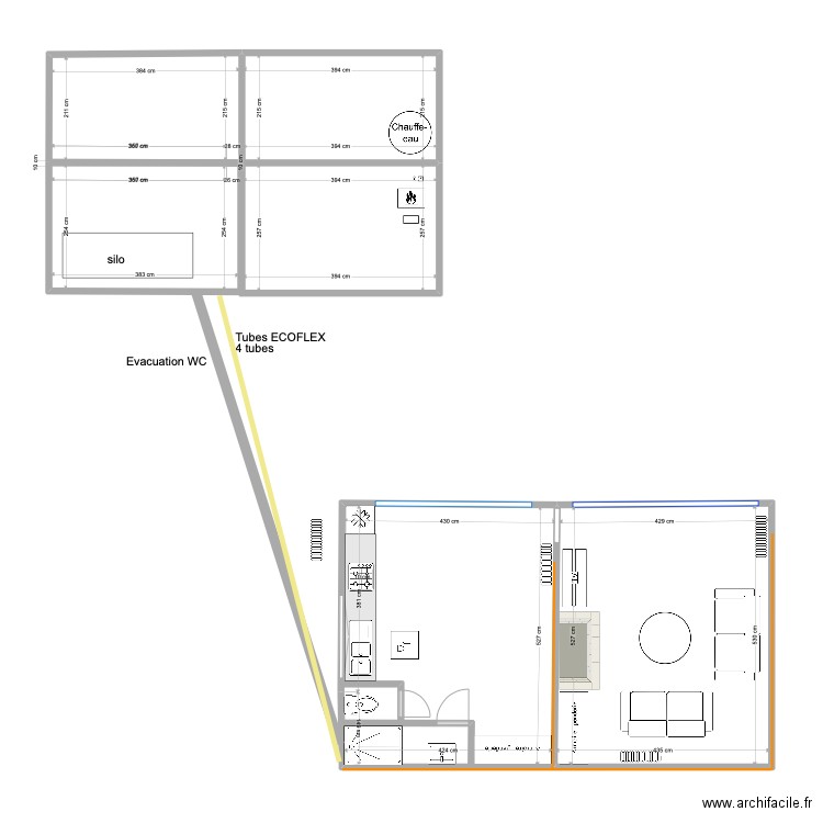 Atelier. Plan de 6 pièces et 82 m2